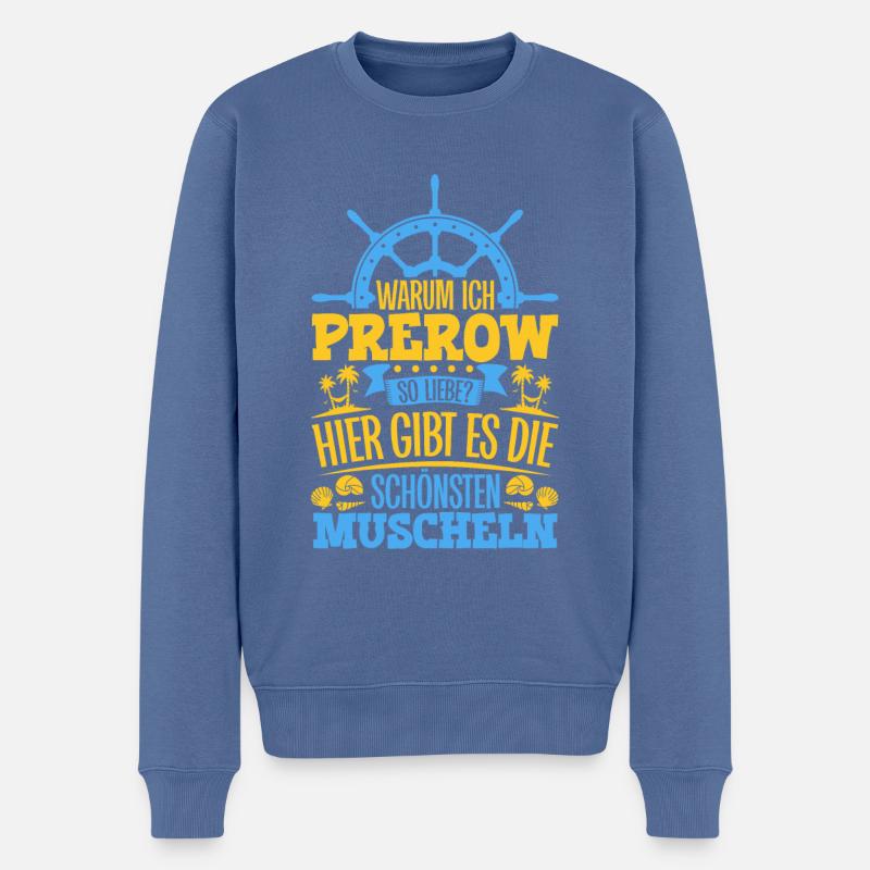 Schöne Muscheln - Warum ich Prerow so liebe - Männer Premium Bio Pullover - Taubenblau