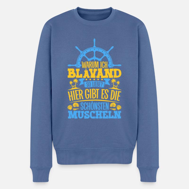 Schöne Muscheln - Warum ich Blåvand so liebe - Männer Premium Bio Pullover - Taubenblau