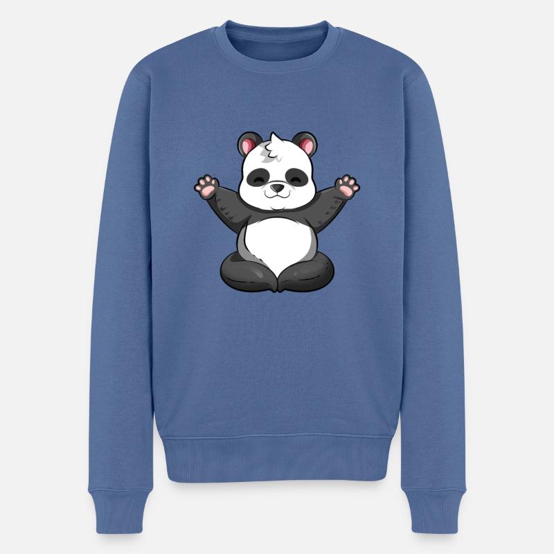 Panda de dessin animé - Pull Premium bio Homme - bleu pigeon