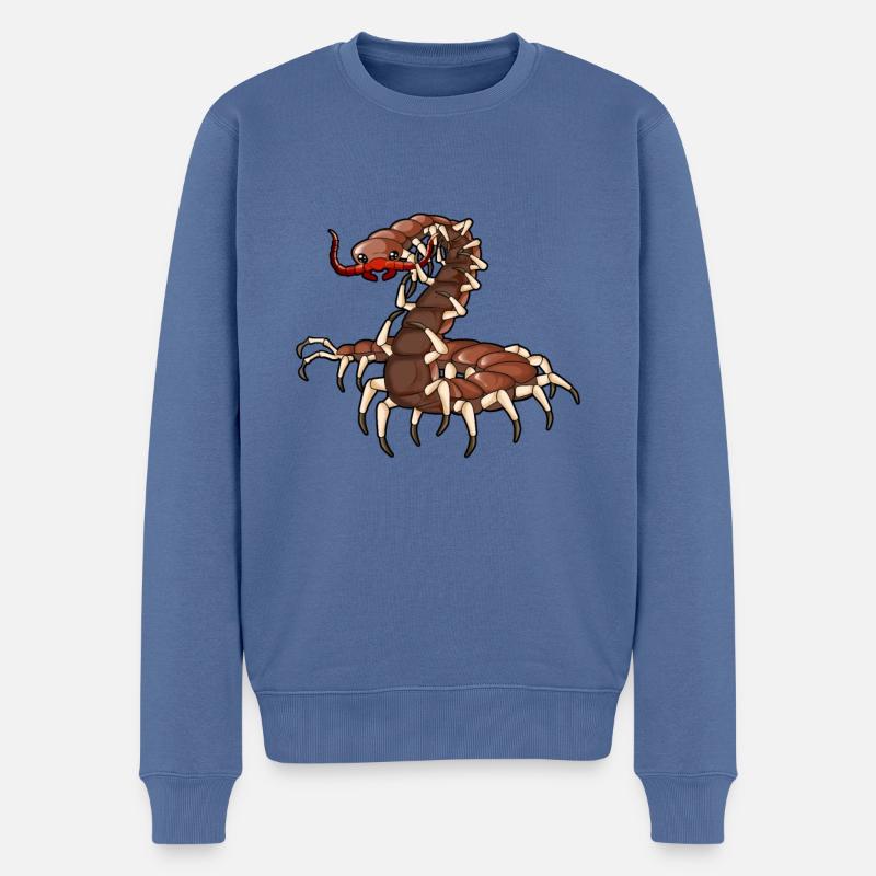 Cartoon Tausendfüßer - Männer Premium Bio Pullover - Taubenblau