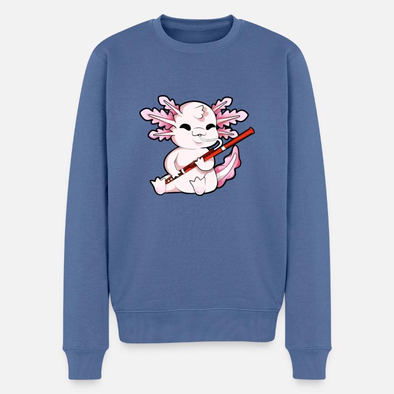 Axolotl spielt Fagott - Männer Premium Bio Pullover - Taubenblau