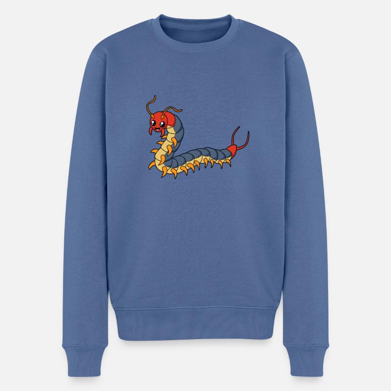 Kawaii Tausendfüßer - Männer Premium Bio Pullover - Taubenblau