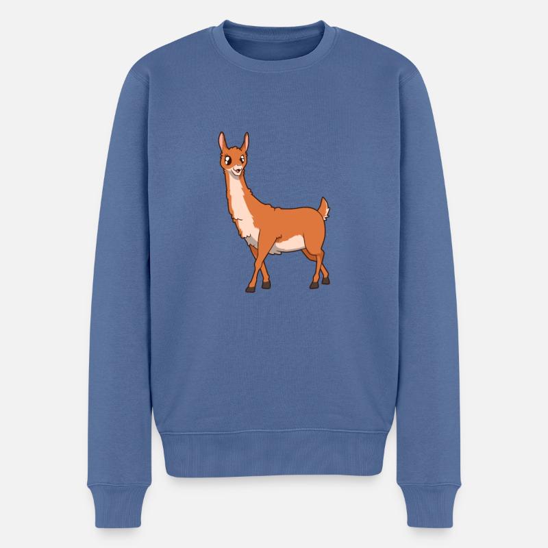Kawaii Guanako - Männer Premium Bio Pullover - Taubenblau