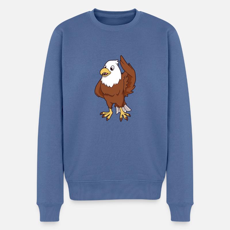 Kawaii Pygargue à queue blanche - Pull Premium bio Homme - bleu pigeon