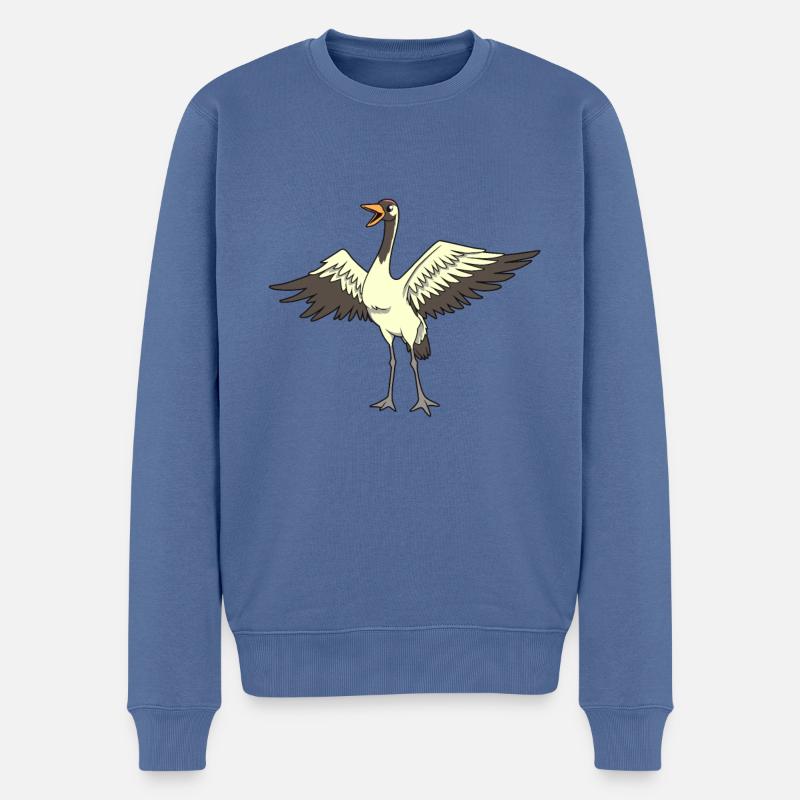 Kawaii Kranich - Männer Premium Bio Pullover - Taubenblau