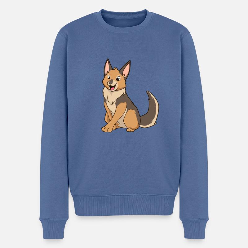 Kawaii Schakal - Männer Premium Bio Pullover - Taubenblau