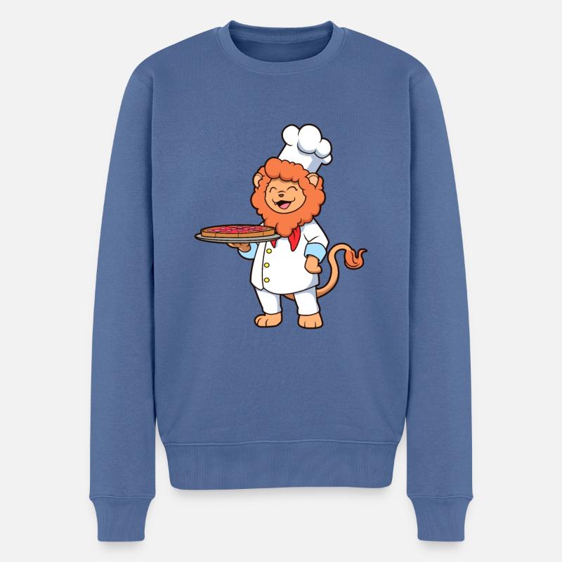 Löwe ist Pizzabäcker - Männer Premium Bio Pullover - Taubenblau