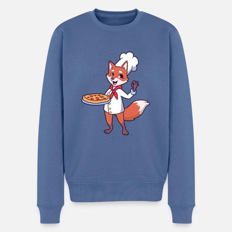 Fuchs ist Pizzabäcker - Männer Premium Bio Pullover - Taubenblau