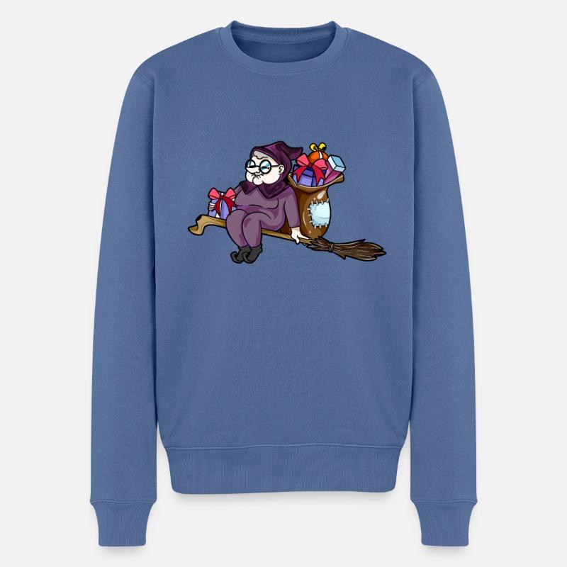 Monter sur le balai - Befana - Pull Premium bio Homme - bleu pigeon
