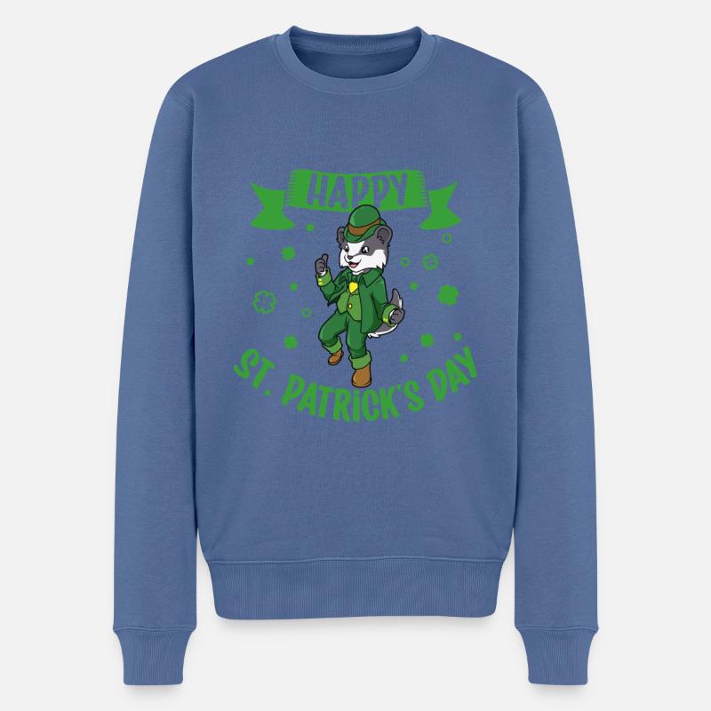 St Patrick’s Badger - Bonne Saint-Patrick - Pull Premium bio Homme - bleu pigeon