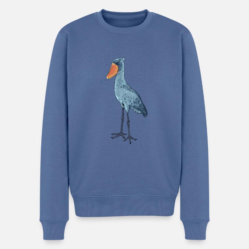 Dessin d’un bec-chaussure - Pull Premium bio Homme - bleu pigeon