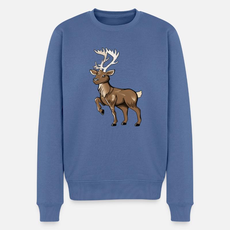 Kawaii Rentier - Männer Premium Bio Pullover - Taubenblau