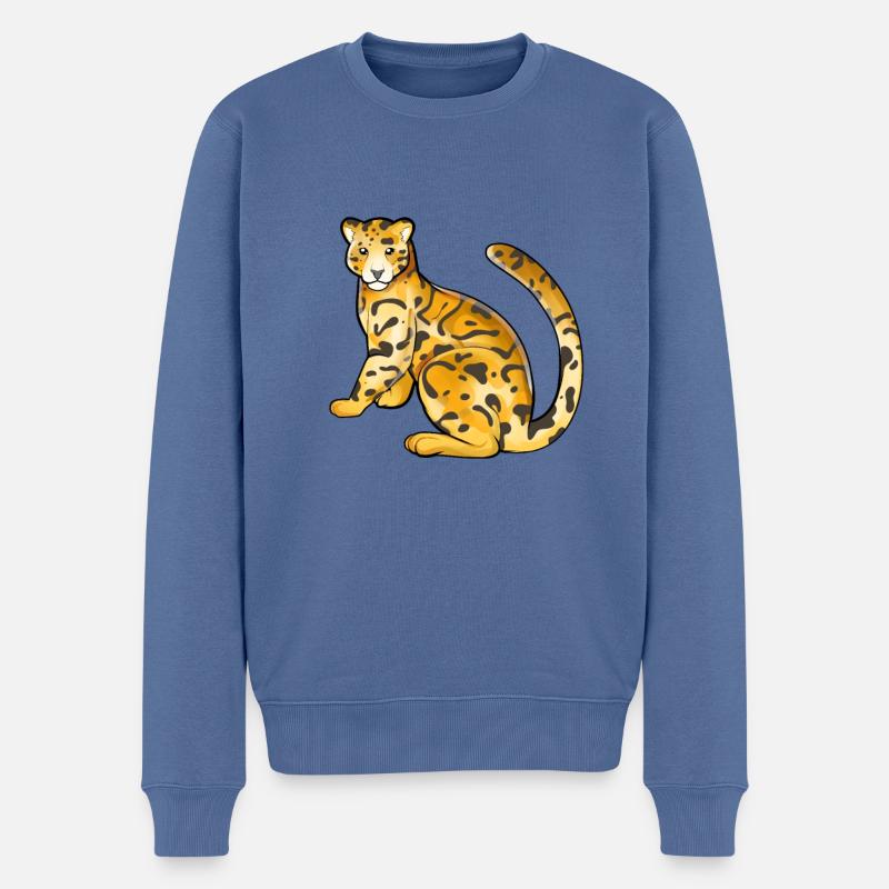 Dessin d’un léopard nébuleux - Pull Premium bio Homme - bleu pigeon