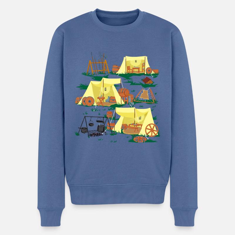 Camp médiéval - Camping médiéval - Pull Premium bio Homme - bleu pigeon