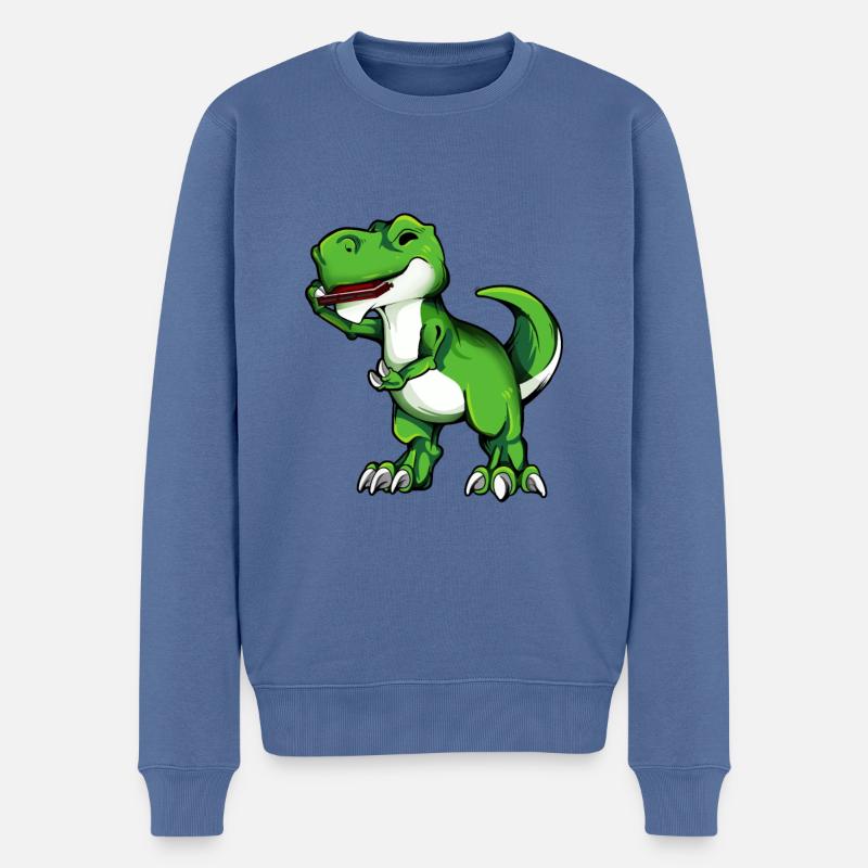 TREX joue de l’harmonica - Pull Premium bio Homme - bleu pigeon