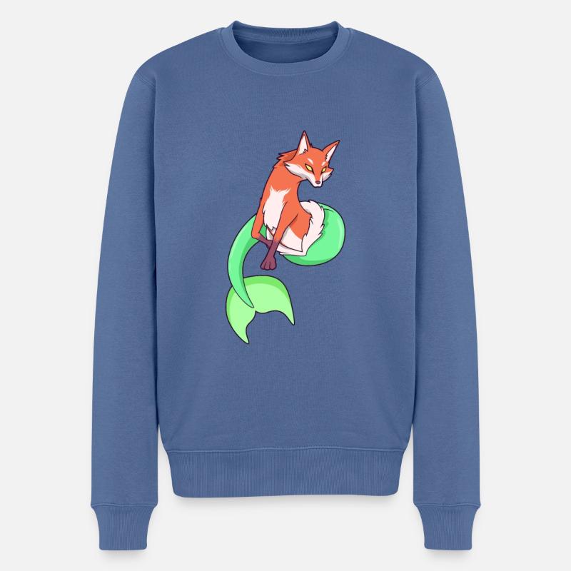 La Sirène Renard - Pull Premium bio Homme - bleu pigeon