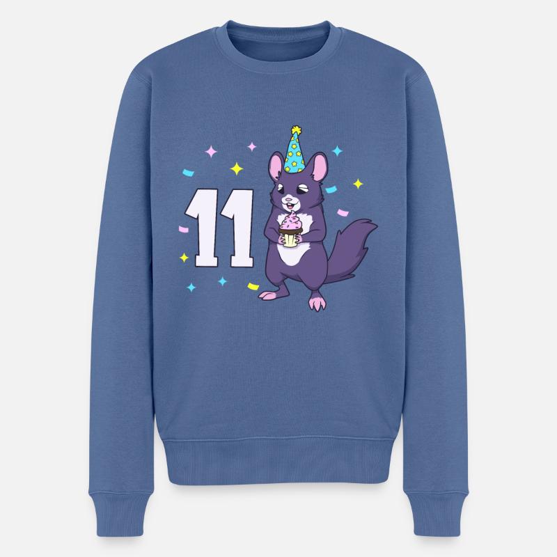 Mit Chinchilla - Kinder Geburtstag 11 Jahre - Männer Premium Bio Pullover - Taubenblau