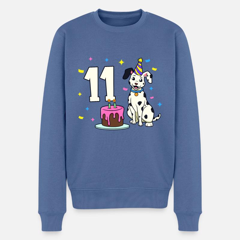 Mit Dalmatiner - Mädchen Geburtstag 11 Jahre - Männer Premium Bio Pullover - Taubenblau
