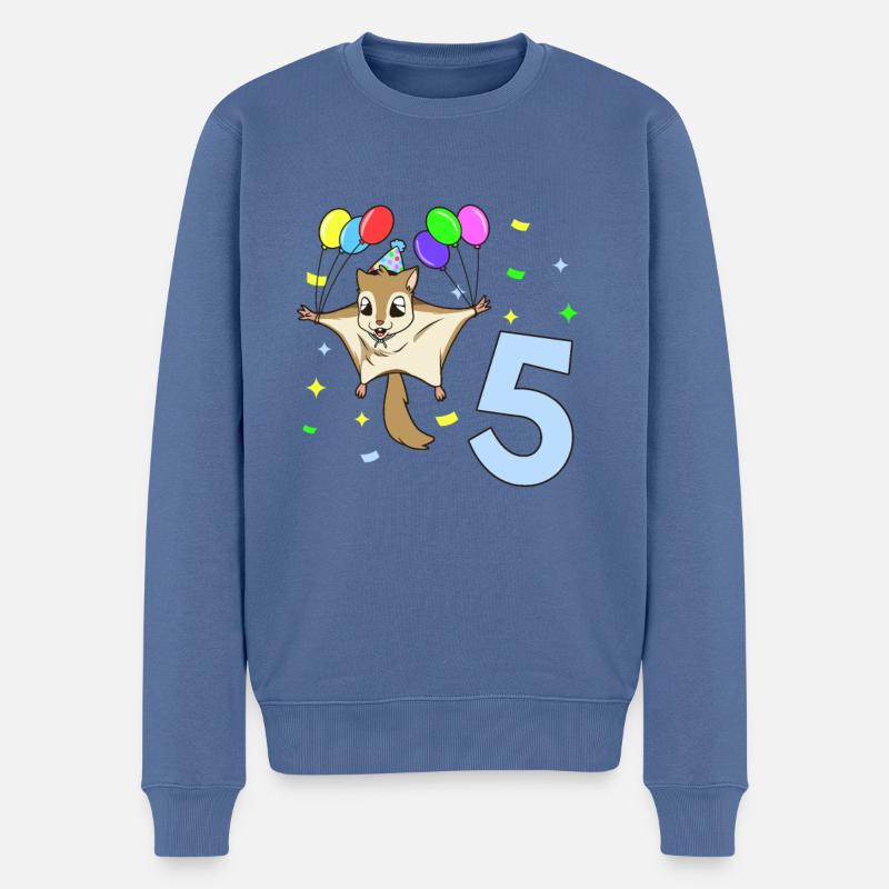 Mit Flughörnchen - Kinder Geburtstag 5 Jahre - Männer Premium Bio Pullover - Taubenblau