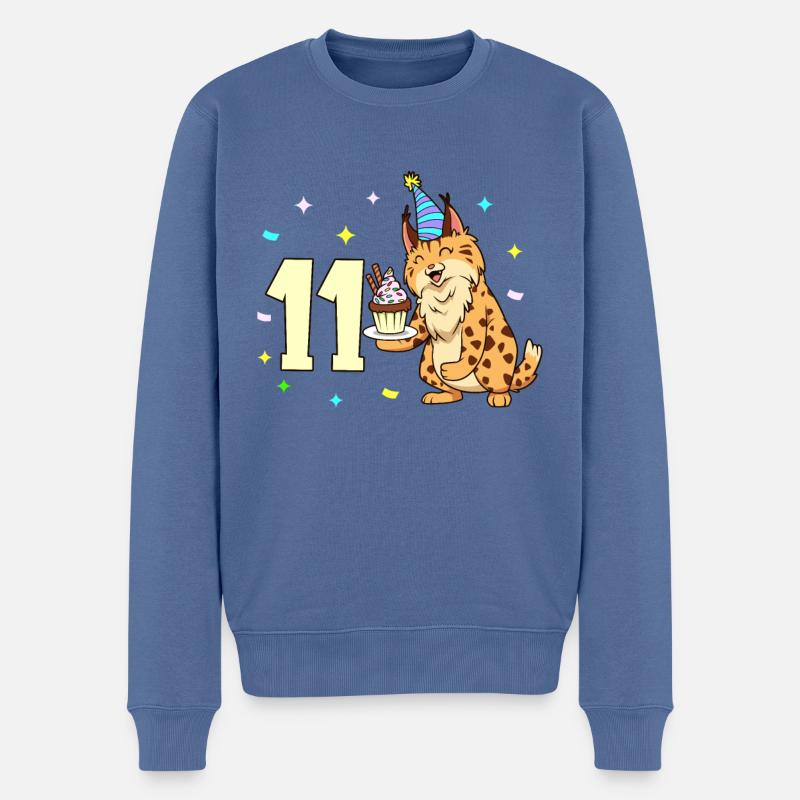 Mit Luchs - Kinder Geburtstag 11 Jahre - Männer Premium Bio Pullover - Taubenblau