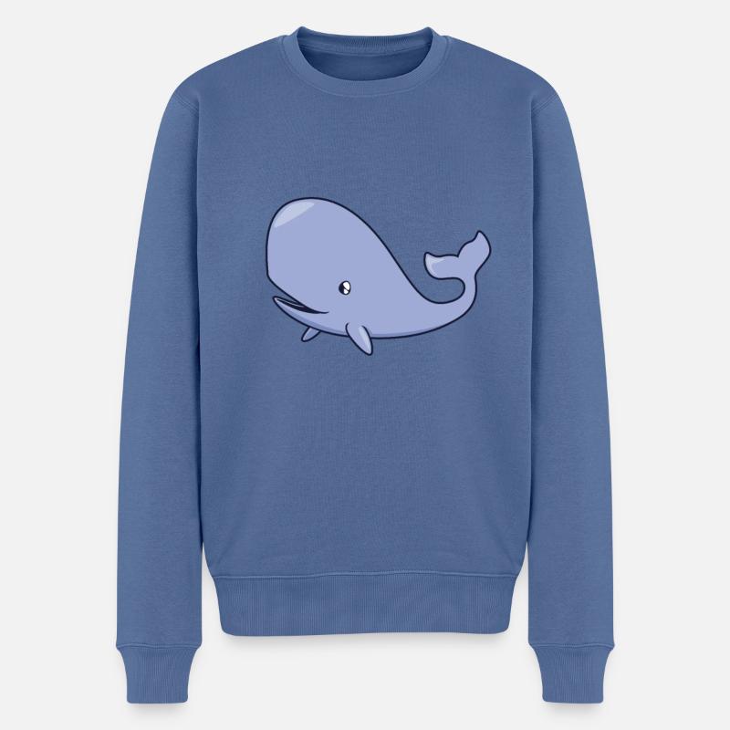 Kawaii Wal - Pottwal - Männer Premium Bio Pullover - Taubenblau