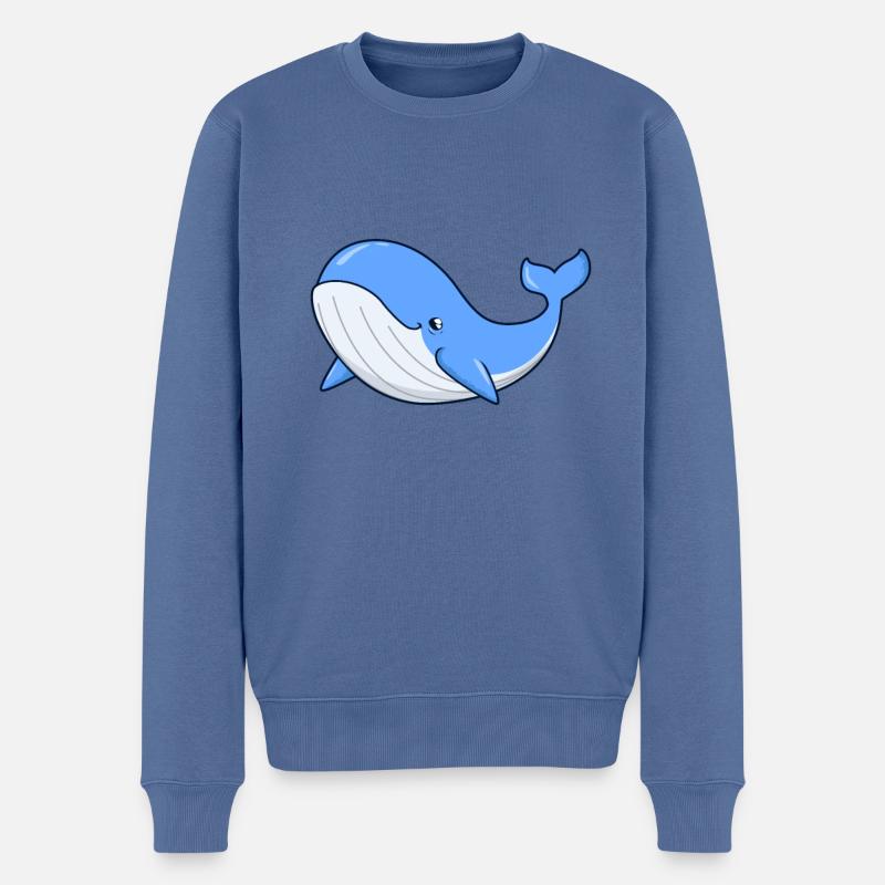Kawaii Wal - Blauwal - Männer Premium Bio Pullover - Taubenblau