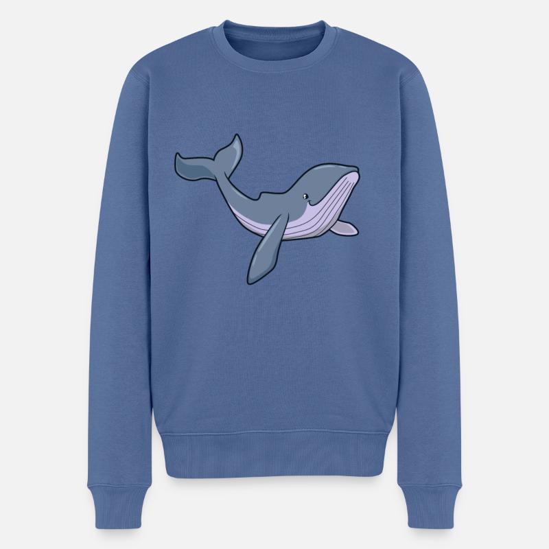 Kawaii Wal - Buckelwal - Männer Premium Bio Pullover - Taubenblau