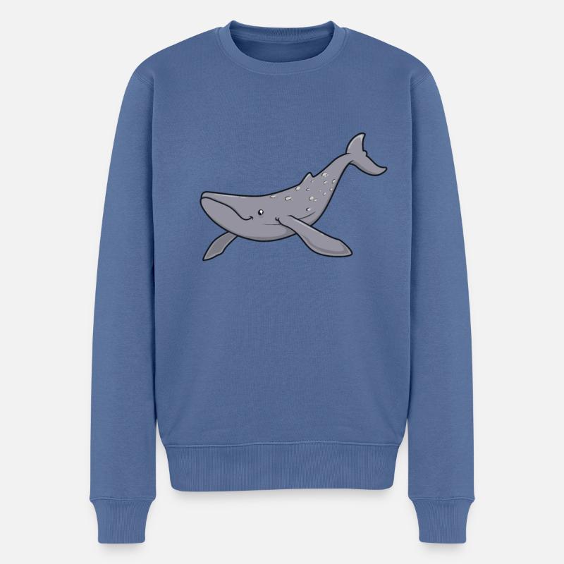 Kawaii Wal - Grauwal - Männer Premium Bio Pullover - Taubenblau