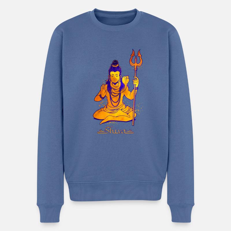 Hindu Gott - Shiva - Männer Premium Bio Pullover - Taubenblau