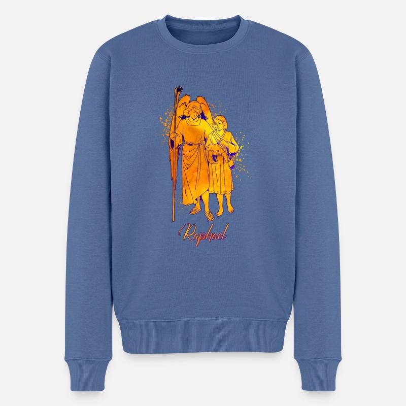 Erzengel Raphael - Männer Premium Bio Pullover - Taubenblau