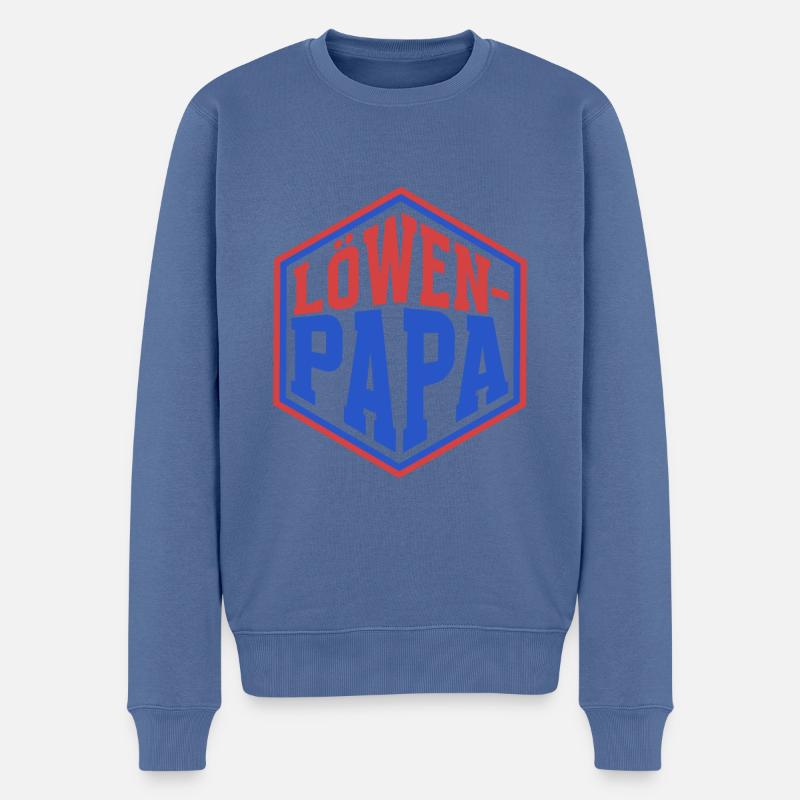 Löwenpapa - Männer Premium Bio Pullover - Taubenblau