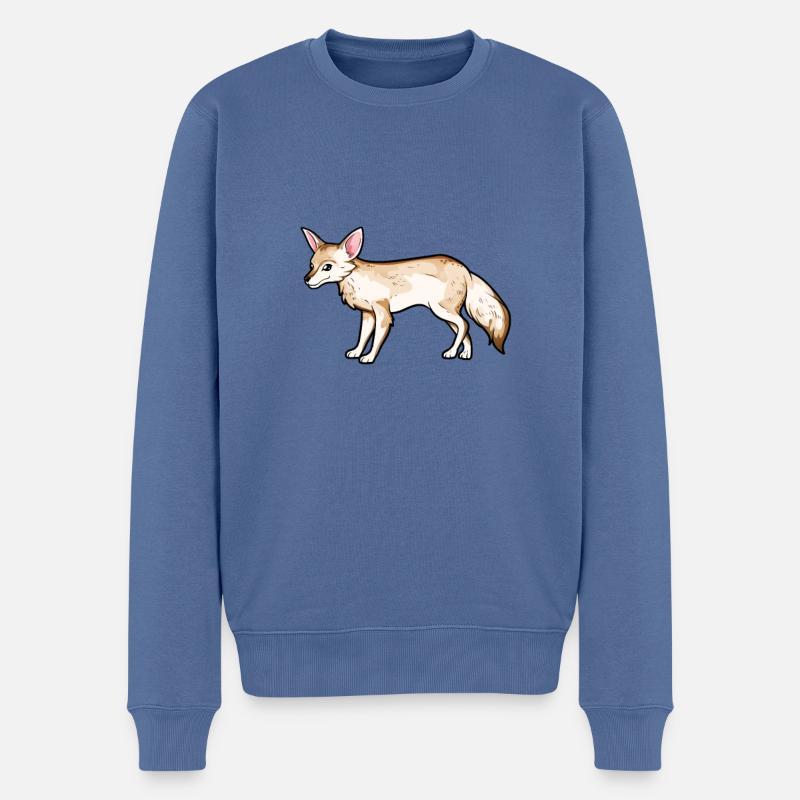 Zeichnung eines Blassfuchs - Männer Premium Bio Pullover - Taubenblau