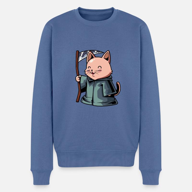 Mignon Chat Grim Reaper - Pull Premium bio Homme - bleu pigeon