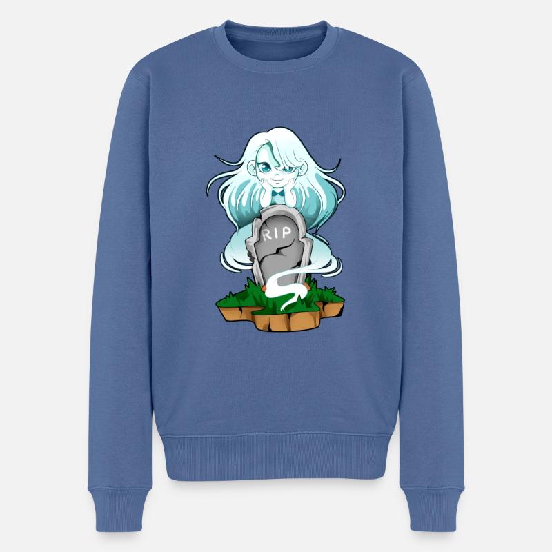 Gothic - Kawaii Geist - Männer Premium Bio Pullover - Taubenblau