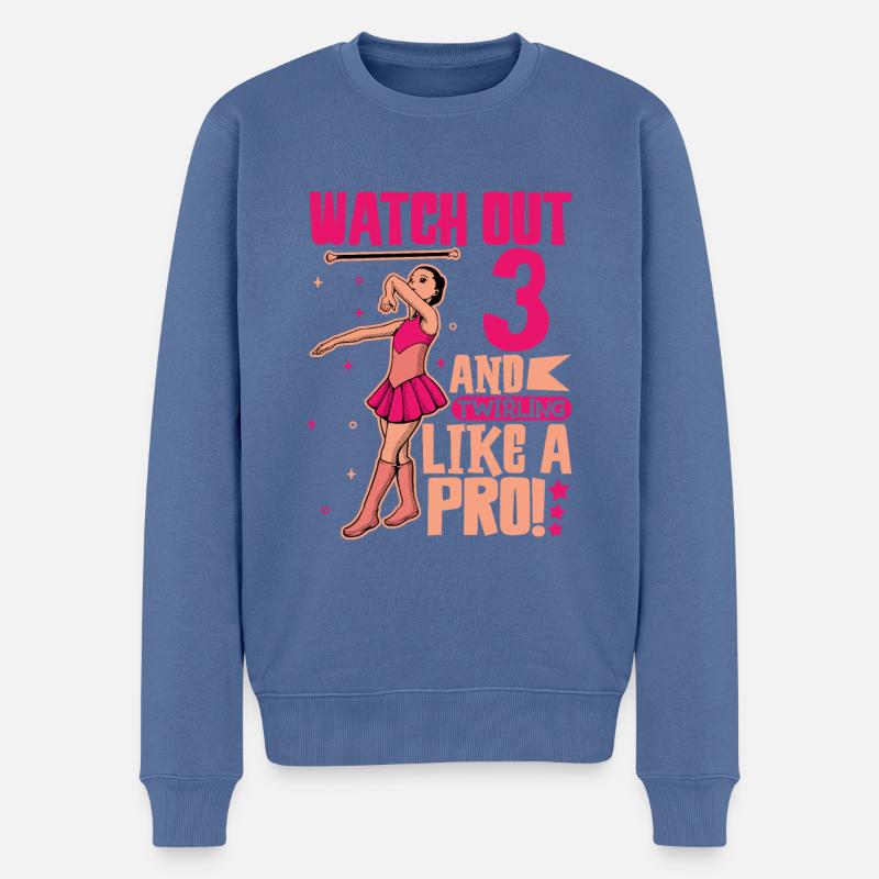 Ich bin 3 - Mädchen Twirling - Männer Premium Bio Pullover - Taubenblau