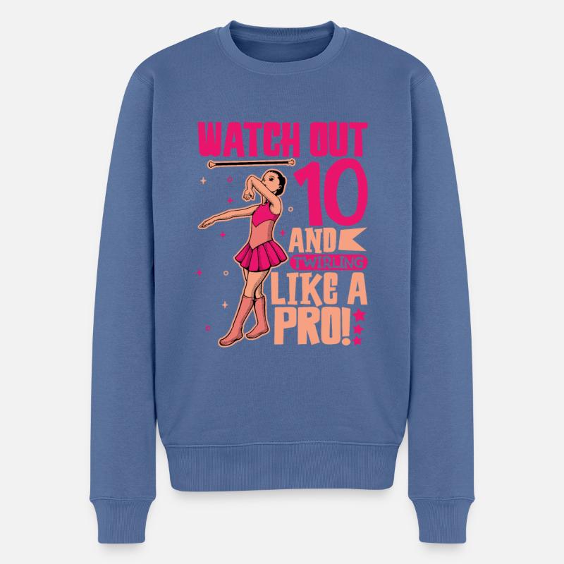 Ich bin 10 - Mädchen Twirling - Männer Premium Bio Pullover - Taubenblau