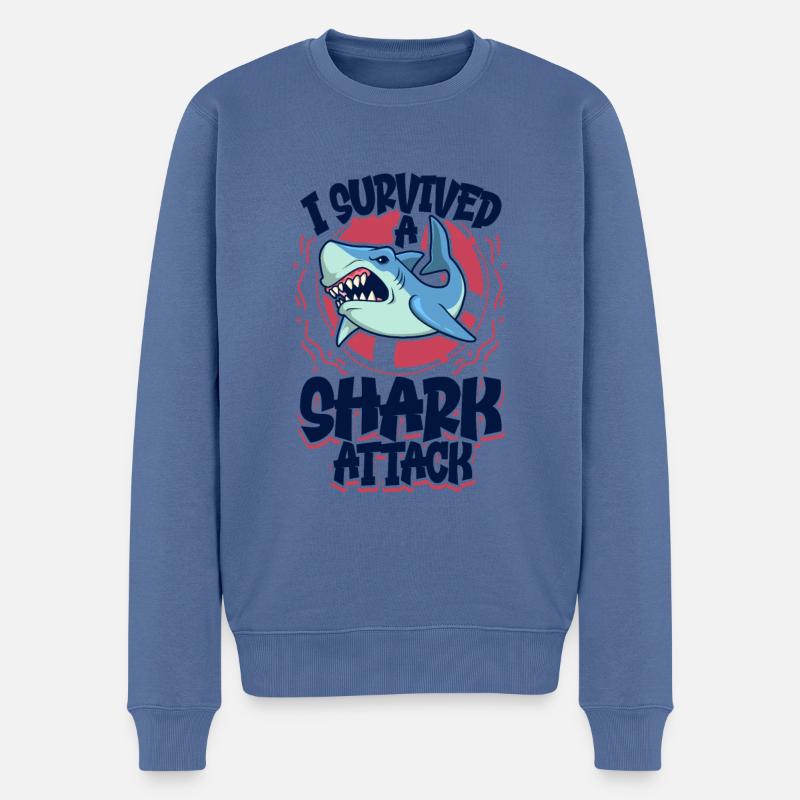 Attaque de requin - Pull Premium bio Homme - bleu pigeon