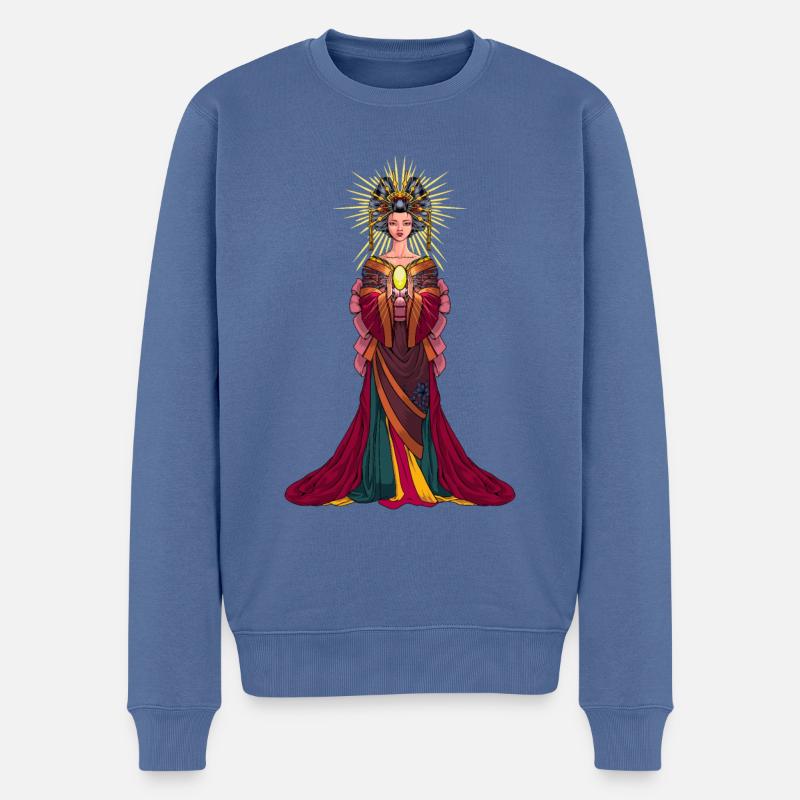 Japanische Göttin Amaterasu - Männer Premium Bio Pullover - Taubenblau
