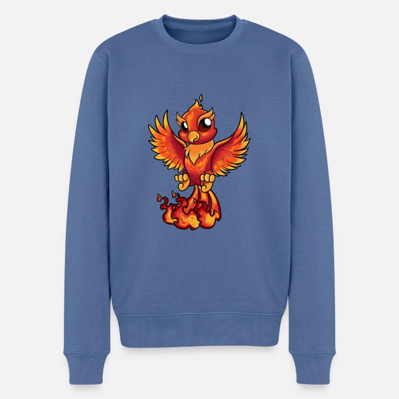 Kawaii Phoenix - Männer Premium Bio Pullover - Taubenblau