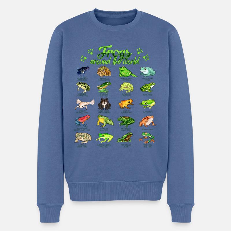Frösche der Welt - Frosch - Männer Premium Bio Pullover - Taubenblau
