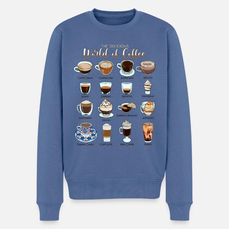 Le monde délicieux du café - Pull Premium bio Homme - bleu pigeon