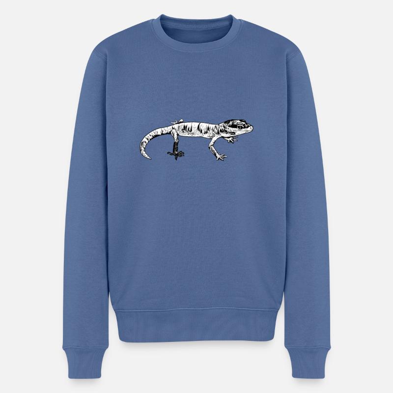 Dessin noir et blanc - Gecko - Pull Premium bio Homme - bleu pigeon