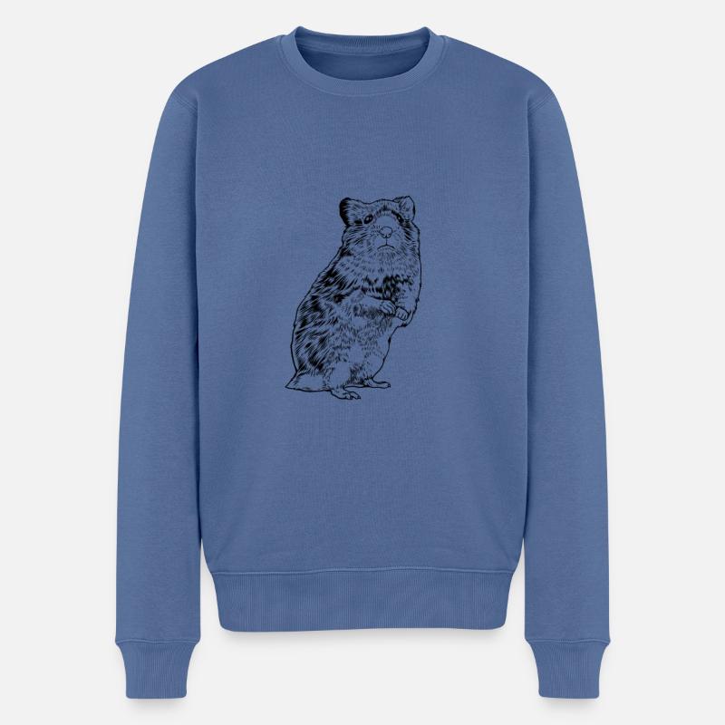 Dessin au trait - Hamster - Pull Premium bio Homme - bleu pigeon
