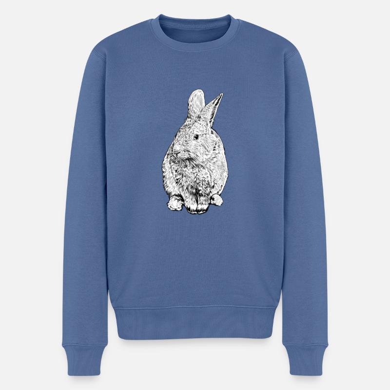Dessin noir et blanc - lapin - Pull Premium bio Homme - bleu pigeon