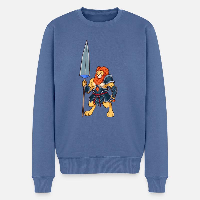 Rollenspiel-Charakter - Kämpfer - Löwe - Männer Premium Bio Pullover - Taubenblau