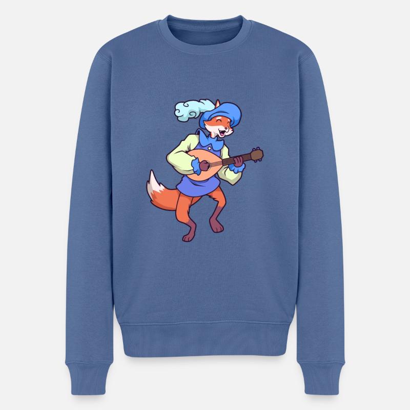 Personnage RPG - Barde - Renard - Pull Premium bio Homme - bleu pigeon