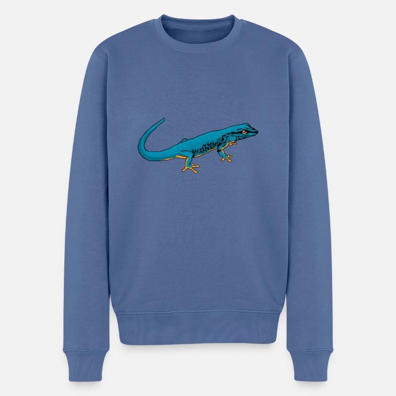 Tegning - Himmelblå dværgdag Gekko - Økologisk premium-sweatshirt til mænd - dueblå