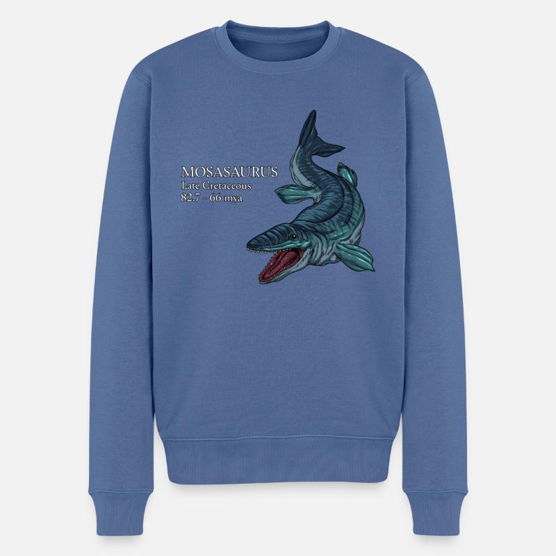 Realistische Zeichnung des Mosasaurus - Männer Premium Bio Pullover - Taubenblau