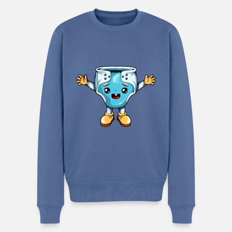 Couche Kawaii de dessin animé - Pull Premium bio Homme - bleu pigeon