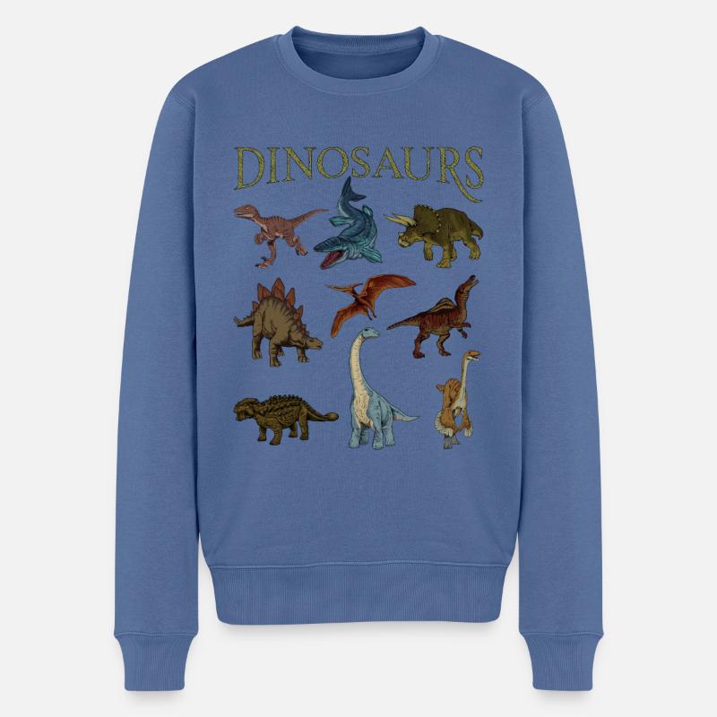 Verschiedene Dinosaurier - Männer Premium Bio Pullover - Taubenblau
